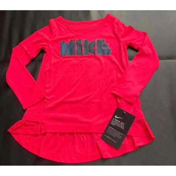 NWT Nike Peplum Tunic & Leggings Set Girls Size 2T - Picture 2 of 4